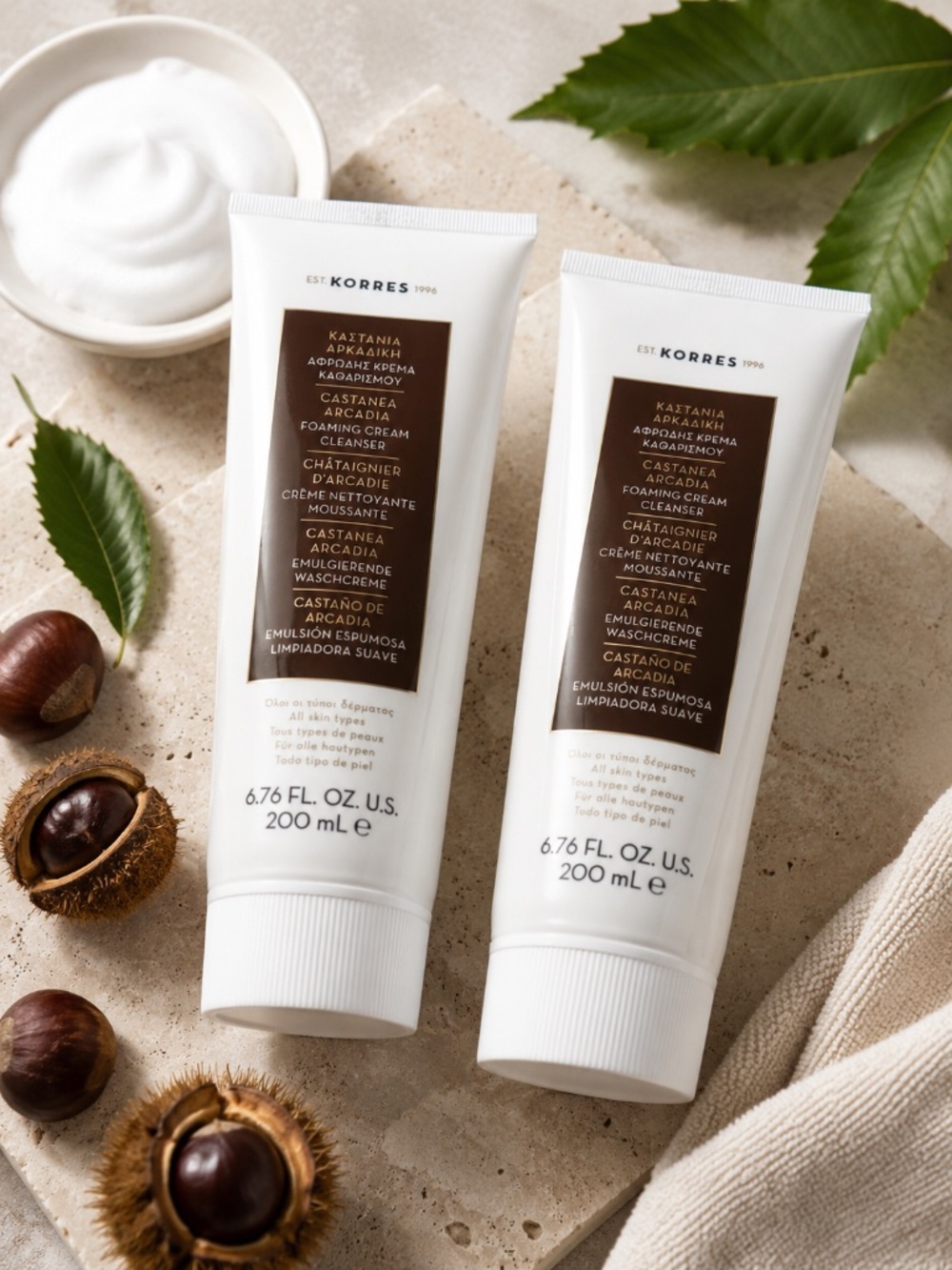 2x KORRES Castanea Arcadia Foaming Cream Cleanser 6.76 oz 200ml NEW Sealed